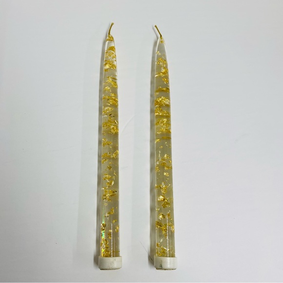unbranded Accents Lucite Acrylic Taper Candles Mcm Clear With Gold